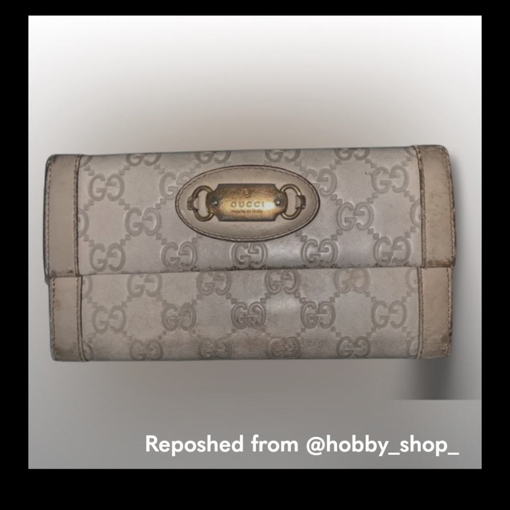 Gucci Long Leather Cream Wallet 7x4 👛